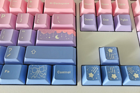Pink Fairy Moon Theme Keycap Set for Mechanical Keyboard | Fairy Tale Theme Keycap Set | 136 pcs | Cherry Profile | PBT Material