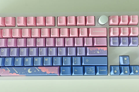 Pink Fairy Moon Theme Keycap Set for Mechanical Keyboard | Fairy Tale Theme Keycap Set | 136 pcs | Cherry Profile | PBT Material