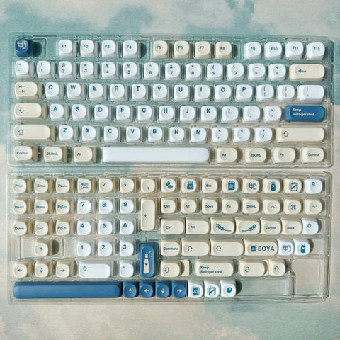Soy Milk Keycap Set, Cherry and MOA Profile, Cute Art, PBT, Cherry MX Stem, Dye-Sub Legends