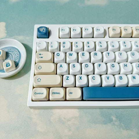 Soy Milk Keycap Set, Cherry and MOA Profile, Cute Art, PBT, Cherry MX Stem, Dye-Sub Legends