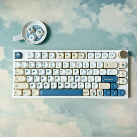 Soy Milk Keycap Set, Cherry and MOA Profile, Cute Art, PBT, Cherry MX Stem, Dye-Sub Legends