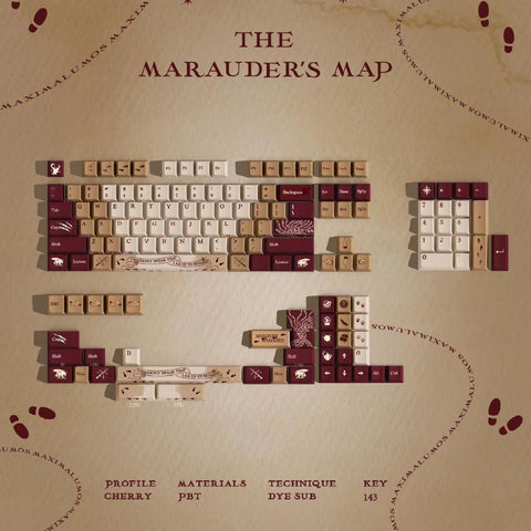 Mischief Managed Keycap Set, 143 Keys PBT Profile Cherry For Mechanical Keyboard, Personalized Gift