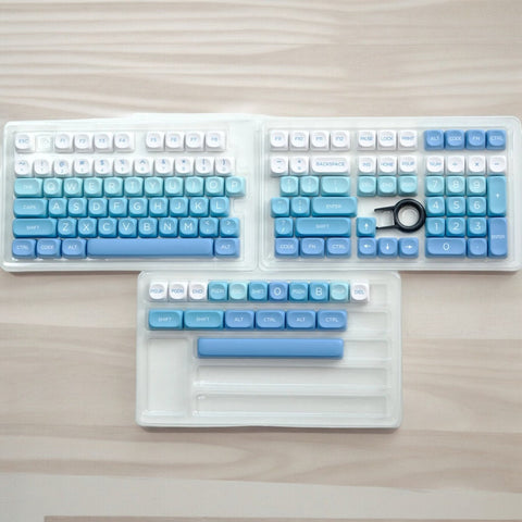 Glacier Ice Blue Gradient Keycap Set for Mechanical Keyboard | 125 keys | MOA Profile | MX Switch Type | PBT Material