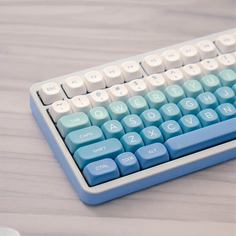 Glacier Ice Blue Gradient Keycap Set for Mechanical Keyboard | 125 keys | MOA Profile | MX Switch Type | PBT Material