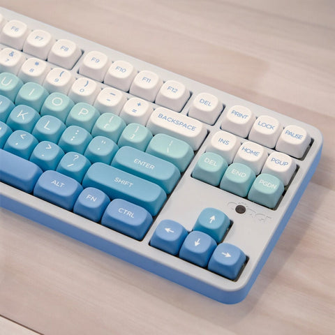 Glacier Ice Blue Gradient Keycap Set for Mechanical Keyboard | 125 keys | MOA Profile | MX Switch Type | PBT Material