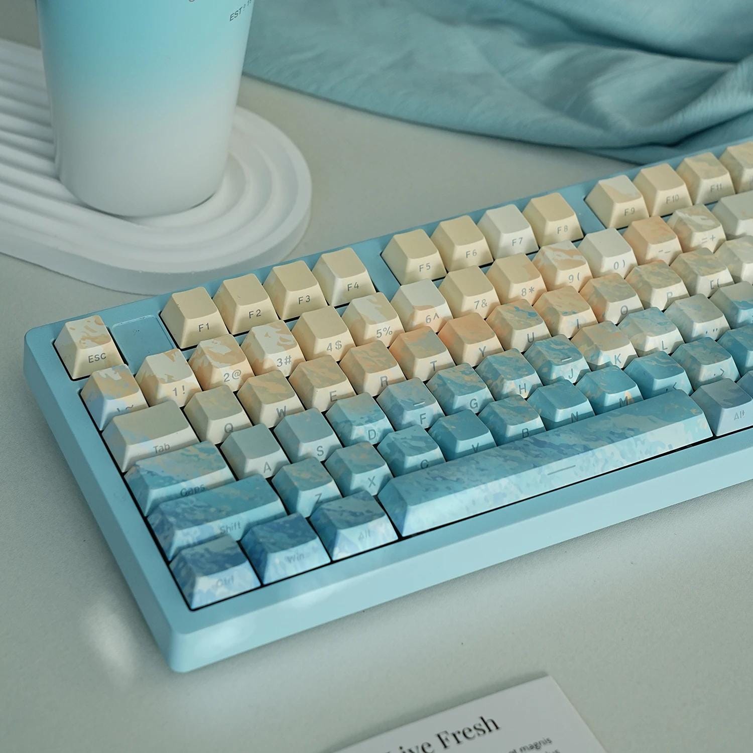 Water Line Keycaps | Cherry Profile Keycap Set | PBT Material | Keycaps For MX Switch | GMk Clone Artisan Keycap Set