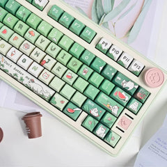 Angry Cat Green Keycaps | Cherry Profile Keycap Set | PBT Material | Keycaps For MX Switch | GMk Clone Artisan Keycap Set