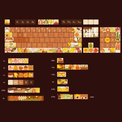 Orange Autumn Keycaps | MOA Profile Keycap Set | PBT Material | Keycaps For MX Switch | GMk Clone Artisan Keycap Set