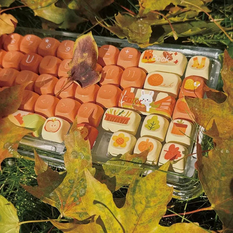 Orange Autumn Keycaps | MOA Profile Keycap Set | PBT Material | Keycaps For MX Switch | GMk Clone Artisan Keycap Set