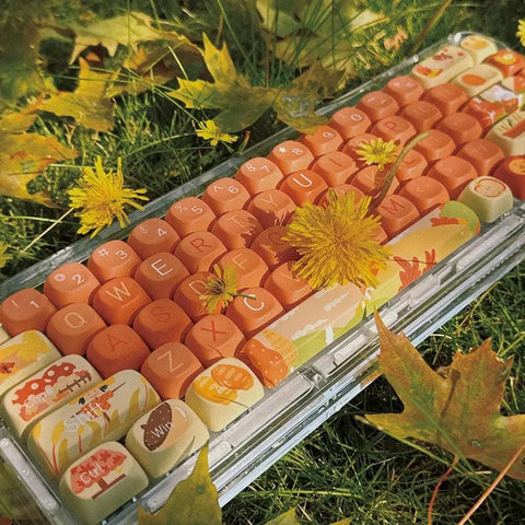 Orange Autumn Keycaps | MOA Profile Keycap Set | PBT Material | Keycaps For MX Switch | GMk Clone Artisan Keycap Set