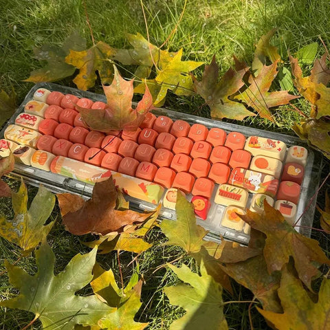 Orange Autumn Keycaps | MOA Profile Keycap Set | PBT Material | Keycaps For MX Switch | GMk Clone Artisan Keycap Set