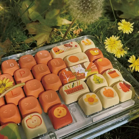 Orange Autumn Keycaps | MOA Profile Keycap Set | PBT Material | Keycaps For MX Switch | GMk Clone Artisan Keycap Set