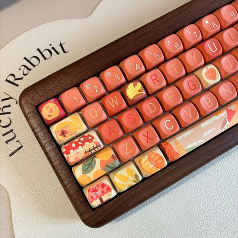 Orange Autumn Keycaps | MOA Profile Keycap Set | PBT Material | Keycaps For MX Switch | GMk Clone Artisan Keycap Set