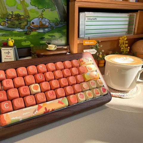 Orange Autumn Keycaps | MOA Profile Keycap Set | PBT Material | Keycaps For MX Switch | GMk Clone Artisan Keycap Set