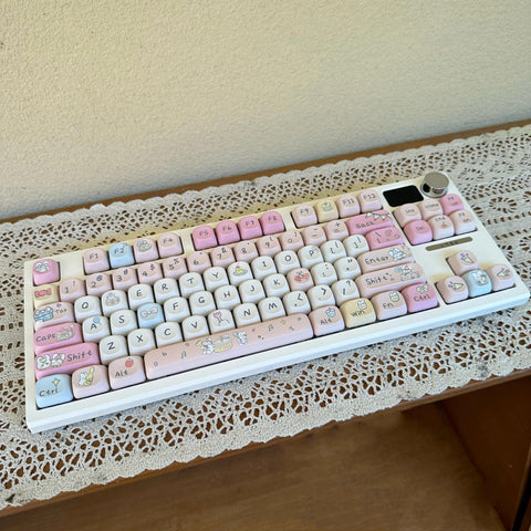 Candy Party Pink Keycaps | MOA Profile Keycap Set | PBT Material | Keycaps For MX Switch | GMk Clone Artisan Keycap Set