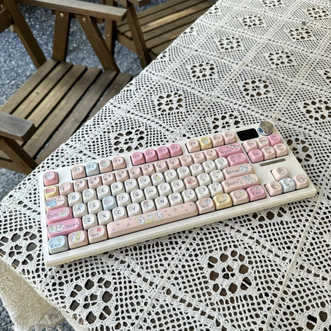 Candy Party Pink Keycaps | MOA Profile Keycap Set | PBT Material | Keycaps For MX Switch | GMk Clone Artisan Keycap Set