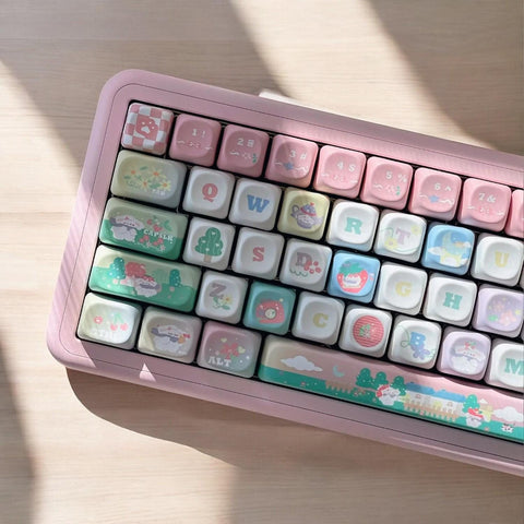 Zhizhi Raspberry Ice Keycaps | XOA Profile Keycap Set | PBT Material | Keycaps For MX Switch | Pink Keycaps GMk Clone Artisan Keycap Set