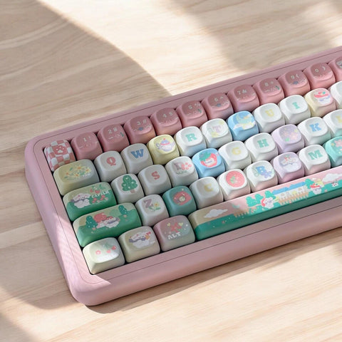 Zhizhi Raspberry Ice Keycaps | XOA Profile Keycap Set | PBT Material | Keycaps For MX Switch | Pink Keycaps GMk Clone Artisan Keycap Set