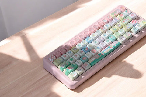 Zhizhi Raspberry Ice Keycaps | XOA Profile Keycap Set | PBT Material | Keycaps For MX Switch | Pink Keycaps GMk Clone Artisan Keycap Set