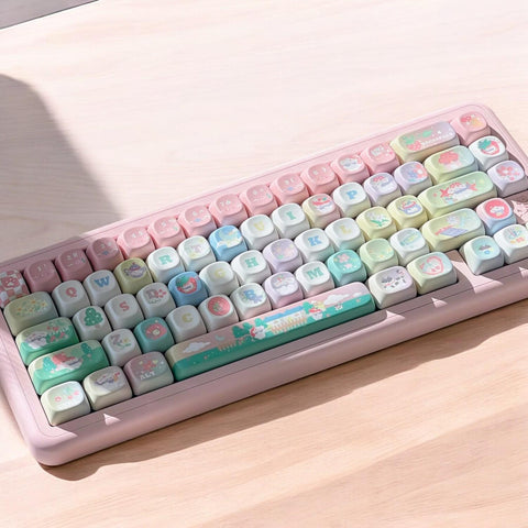 Zhizhi Raspberry Ice Keycaps | XOA Profile Keycap Set | PBT Material | Keycaps For MX Switch | Pink Keycaps GMk Clone Artisan Keycap Set