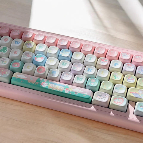 Zhizhi Raspberry Ice Keycaps | XOA Profile Keycap Set | PBT Material | Keycaps For MX Switch | Pink Keycaps GMk Clone Artisan Keycap Set