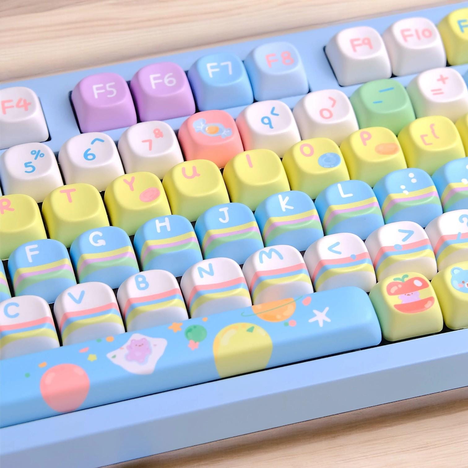 Candy Party Keycaps | XOA Profile Keycap Set | PBT Material | Keycaps For MX Switch | Pink Keycaps GMk Clone Artisan Keycap Set