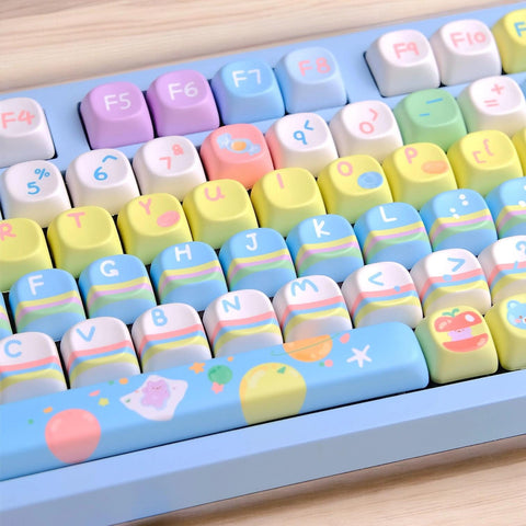 Candy Party Keycaps | XOA Profile Keycap Set | PBT Material | Keycaps For MX Switch | Pink Keycaps GMk Clone Artisan Keycap Set