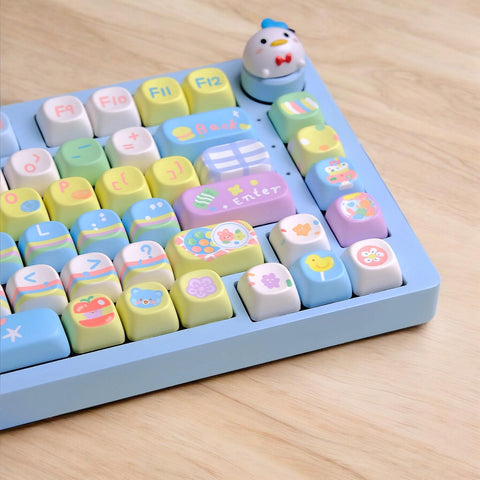 Candy Party Keycaps | XOA Profile Keycap Set | PBT Material | Keycaps For MX Switch | Pink Keycaps GMk Clone Artisan Keycap Set