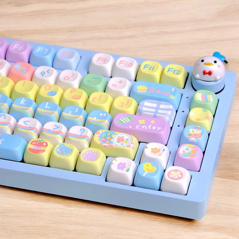 Candy Party Keycaps | XOA Profile Keycap Set | PBT Material | Keycaps For MX Switch | Pink Keycaps GMk Clone Artisan Keycap Set