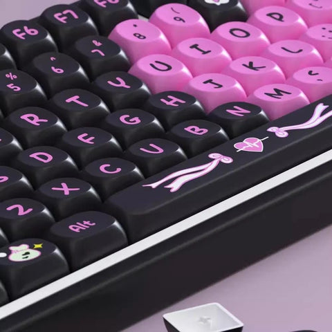 Black Pink Theme Keycaps | SOA Profile Keycap Set | PBT Material | Keycaps For MX Switch | GMk Clone Artisan Keycap Set