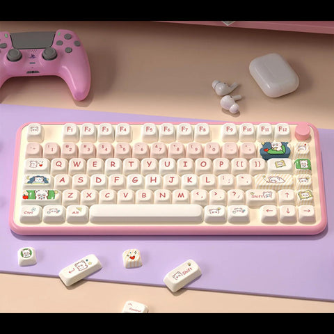 Cute Bear Keycaps | MOA Profile Keycaps Set | PBT Material | Keycaps For MX Switch | Artisan Keycap Set