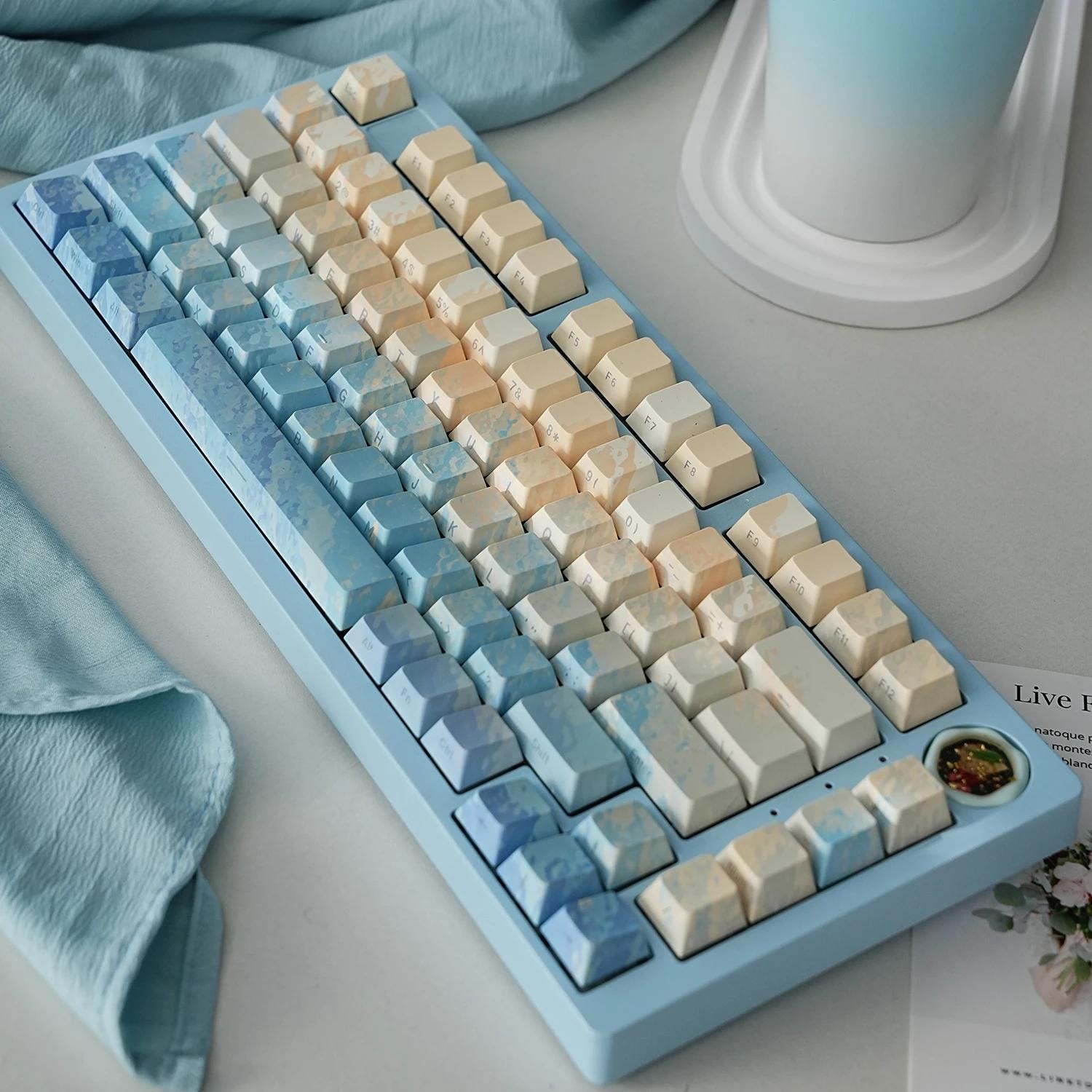 Water Line Keycaps | Cherry Profile Keycap Set | PBT Material | Keycaps For MX Switch | GMk Clone Artisan Keycap Set