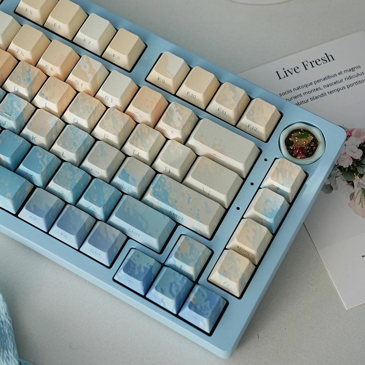 Water Line Keycaps | Cherry Profile Keycap Set | PBT Material | Keycaps For MX Switch | GMk Clone Artisan Keycap Set