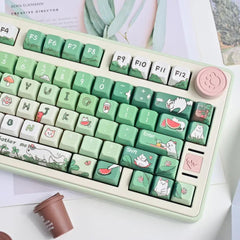 Angry Cat Green Keycaps | Cherry Profile Keycap Set | PBT Material | Keycaps For MX Switch | GMk Clone Artisan Keycap Set