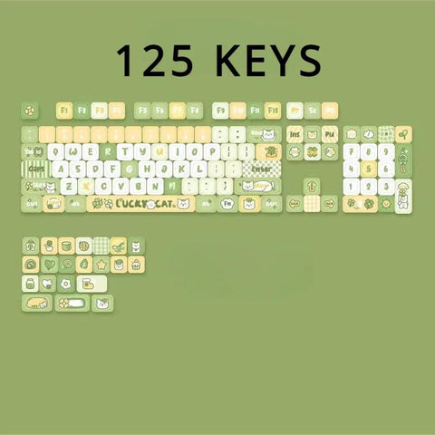 Lucky Cat Green Keycaps | MOA Profile Keycap Set | PBT Material | Keycaps For MX Switch | GMk Clone Artisan Keycap Set