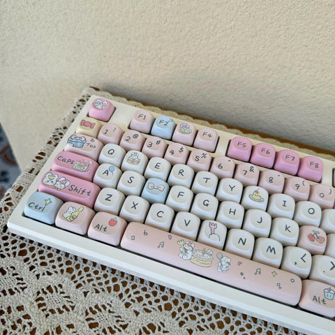 Candy Party Pink Keycaps | MOA Profile Keycap Set | PBT Material | Keycaps For MX Switch | GMk Clone Artisan Keycap Set