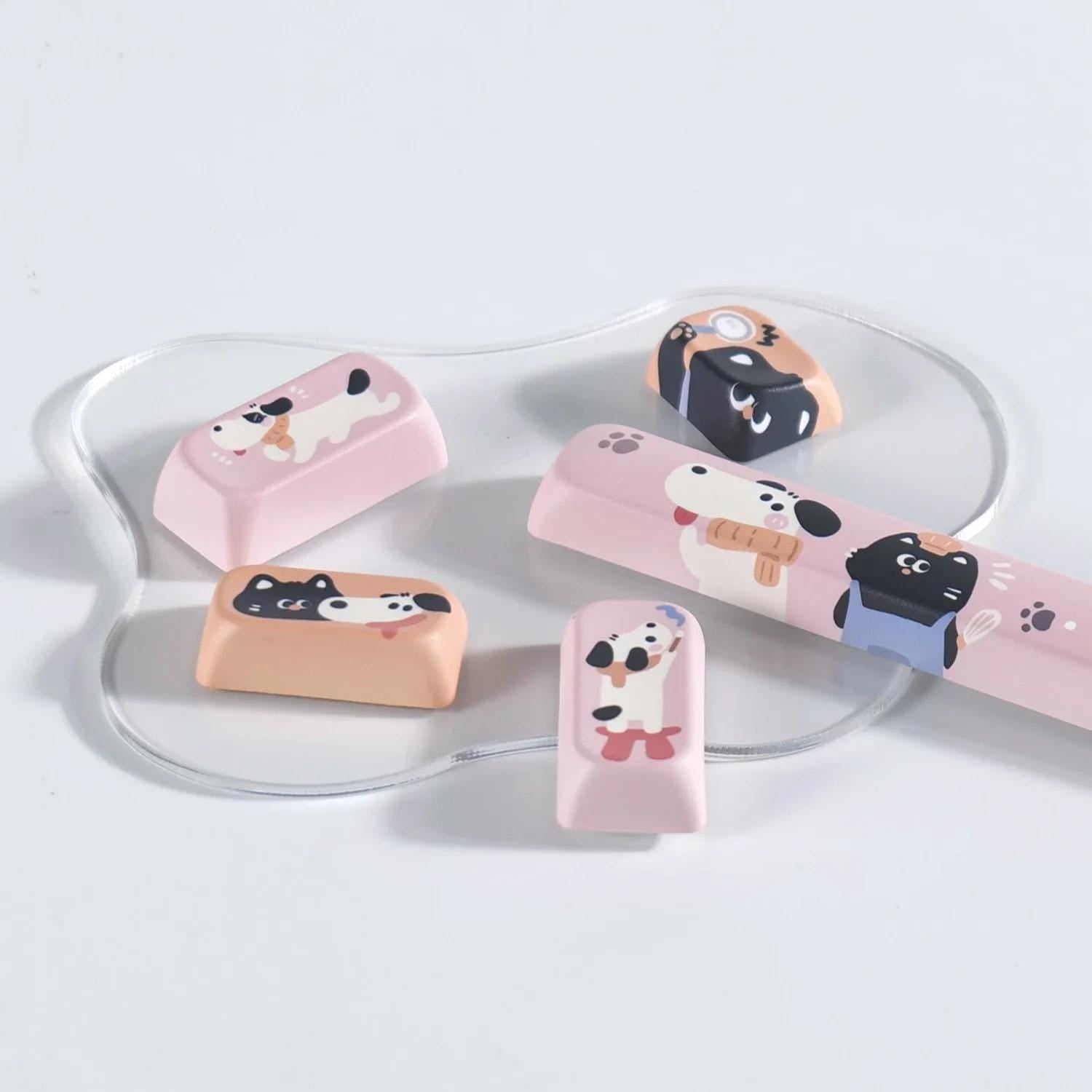 Cat And Dog Keycaps | FOA or MDA Profile Keycap Set | pbt Material | Keycaps For MX Switch | GMk Clone Artisan Keycap Set