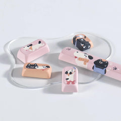 Cat And Dog Keycaps | FOA or MDA Profile Keycap Set | pbt Material | Keycaps For MX Switch | GMk Clone Artisan Keycap Set
