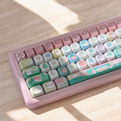 Zhizhi Raspberry Ice Keycaps | XOA Profile Keycap Set | PBT Material | Keycaps For MX Switch | Pink Keycaps GMk Clone Artisan Keycap Set