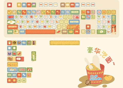 Instant Noodle Keycaps | MOA Profile Keycap Set | PBT Material | Keycaps For MX Switch | Keycaps GMk Clone Artisan Keycap Set