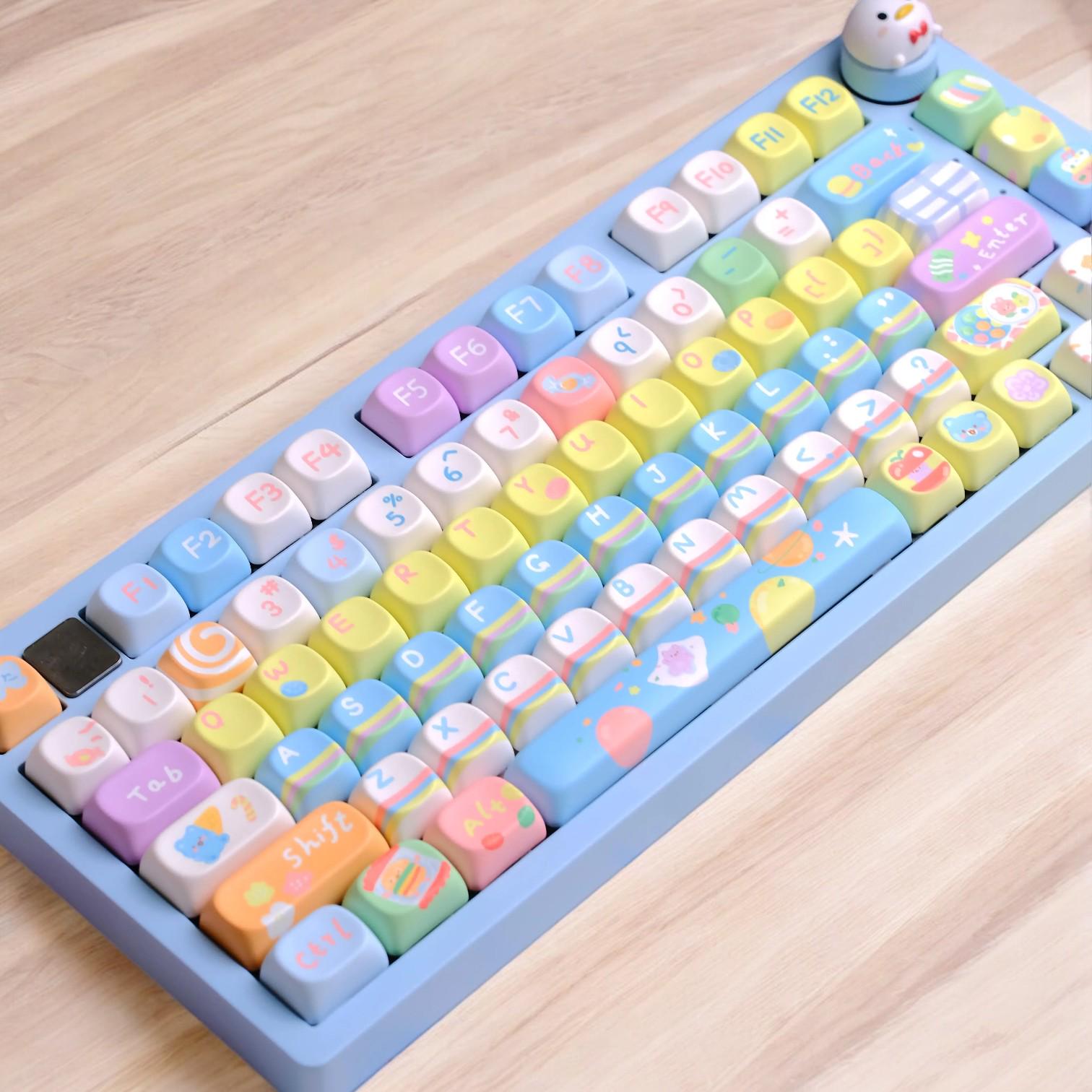 Candy Party Keycaps | XOA Profile Keycap Set | PBT Material | Keycaps For MX Switch | Pink Keycaps GMk Clone Artisan Keycap Set