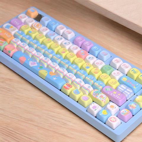 Candy Party Keycaps | XOA Profile Keycap Set | PBT Material | Keycaps For MX Switch | Pink Keycaps GMk Clone Artisan Keycap Set