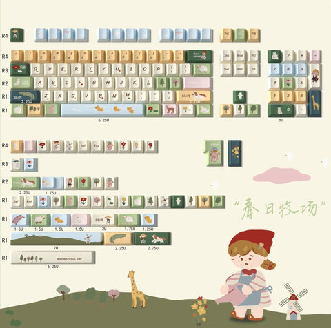 Spring Ranch Keycaps | Cherry Profile Keycap Set | PBT Material | Keycaps For MX Switch | GMk Clone Artisan Keycap Set