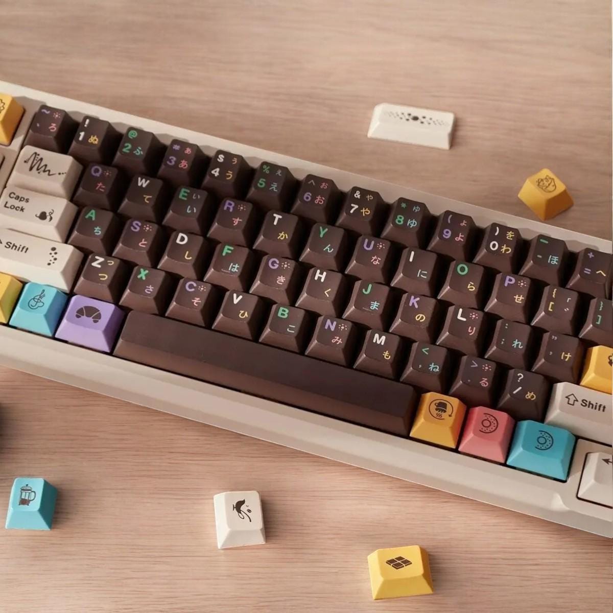 Donut Keycaps | Five-Sided Sublimation Cherry Profile Keycap Set | PBT Material | Keycaps For MX Switch | GMk Clone Artisan Keycap Set