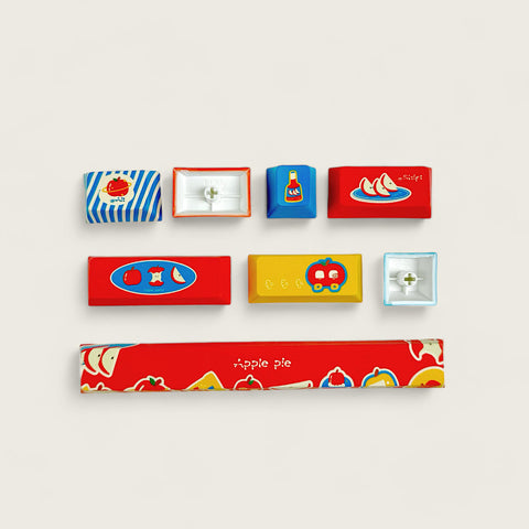 Red Apple Keycap Set, Cherry Profile, Cute Art, PBT, Cherry MX Stem, Dye-Sub Legends