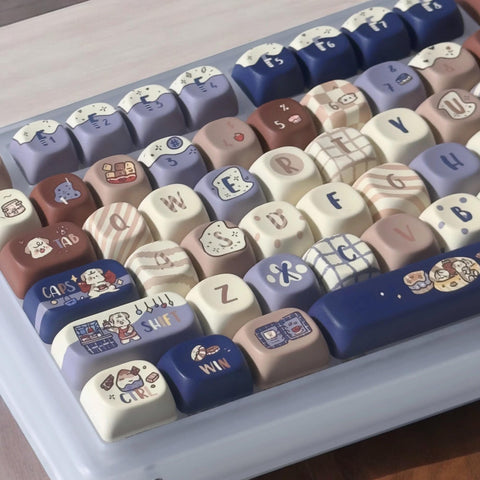 Coffee Puppy Keycaps | MOA Profile Keycap Set | PBT Material | Anime Keycaps For MX Switch | GMk Clone Artisan Keycap Set