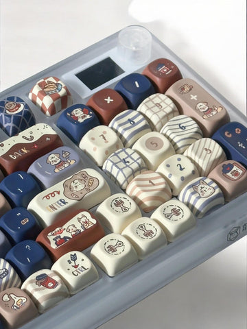 Coffee Puppy Keycaps | MOA Profile Keycap Set | PBT Material | Anime Keycaps For MX Switch | GMk Clone Artisan Keycap Set