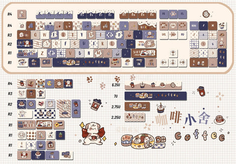 Coffee Puppy Keycaps | MOA Profile Keycap Set | PBT Material | Anime Keycaps For MX Switch | GMk Clone Artisan Keycap Set