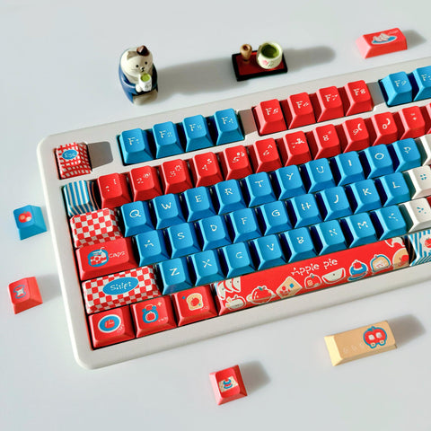 Red Apple Keycap Set, Cherry Profile, Cute Art, PBT, Cherry MX Stem, Dye-Sub Legends
