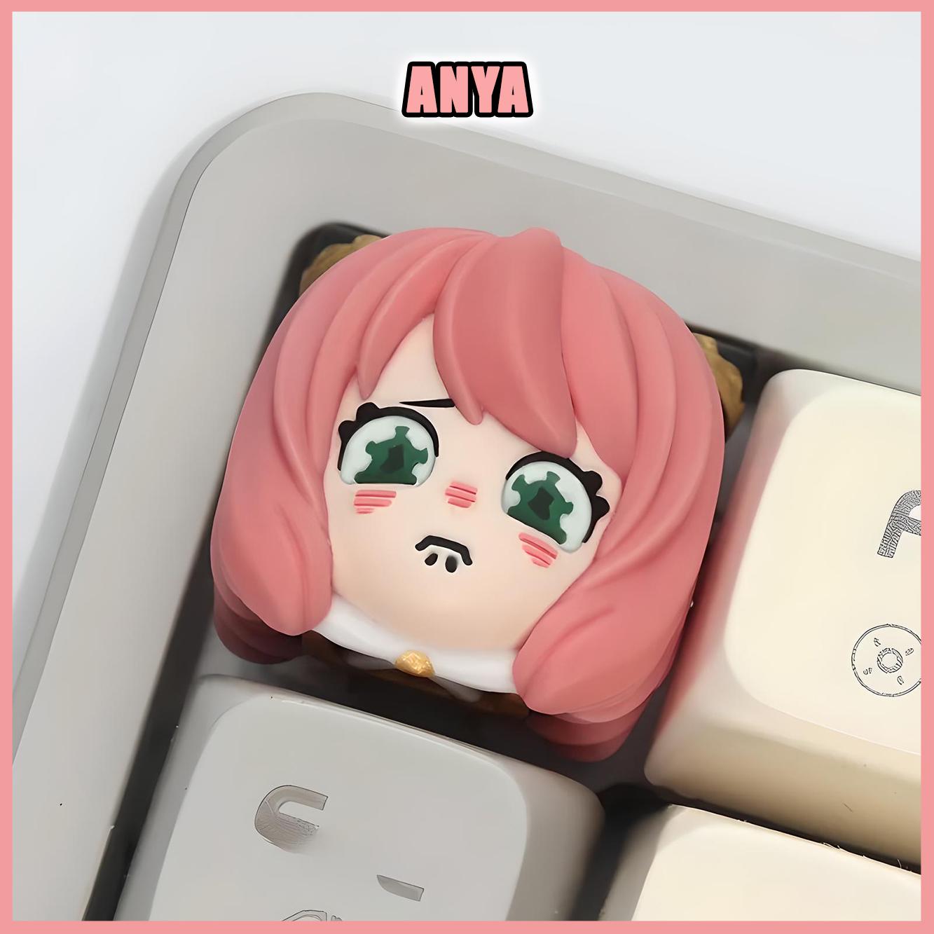Cute Anya Spy Family Keycaps - Handmade Cherry MX Keycaps for Custom Mechanical Keyboards